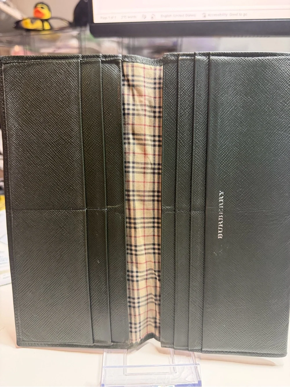 Burberry Forest Green Leather Bifold  Wallet